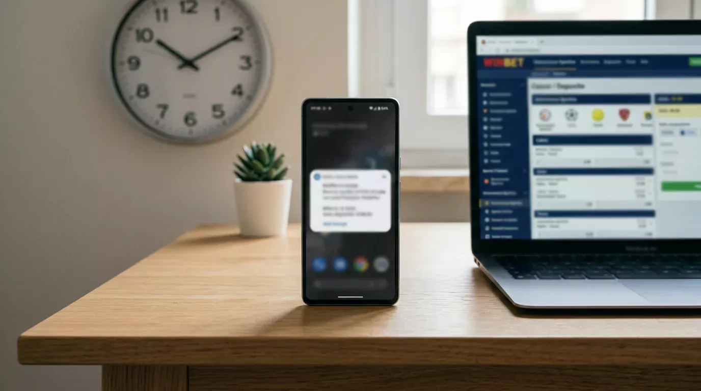 Smartphone con notifica di accredito su una Postepay accanto al sito di un bookmaker italiano aperto su laptop